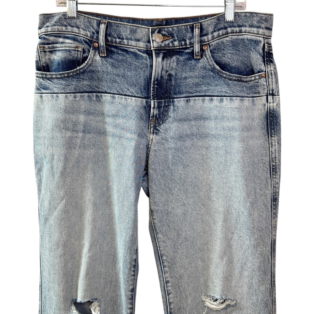Express ‘70s flare mid rise two tone jeans women’s 10R ***measures 35” waist - Picture 3 of 15
